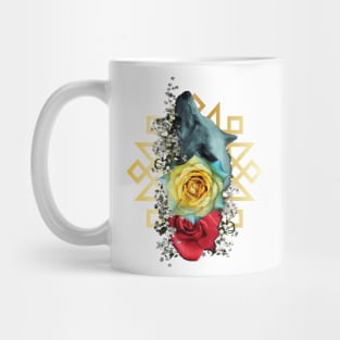 wolf with flowers Mug